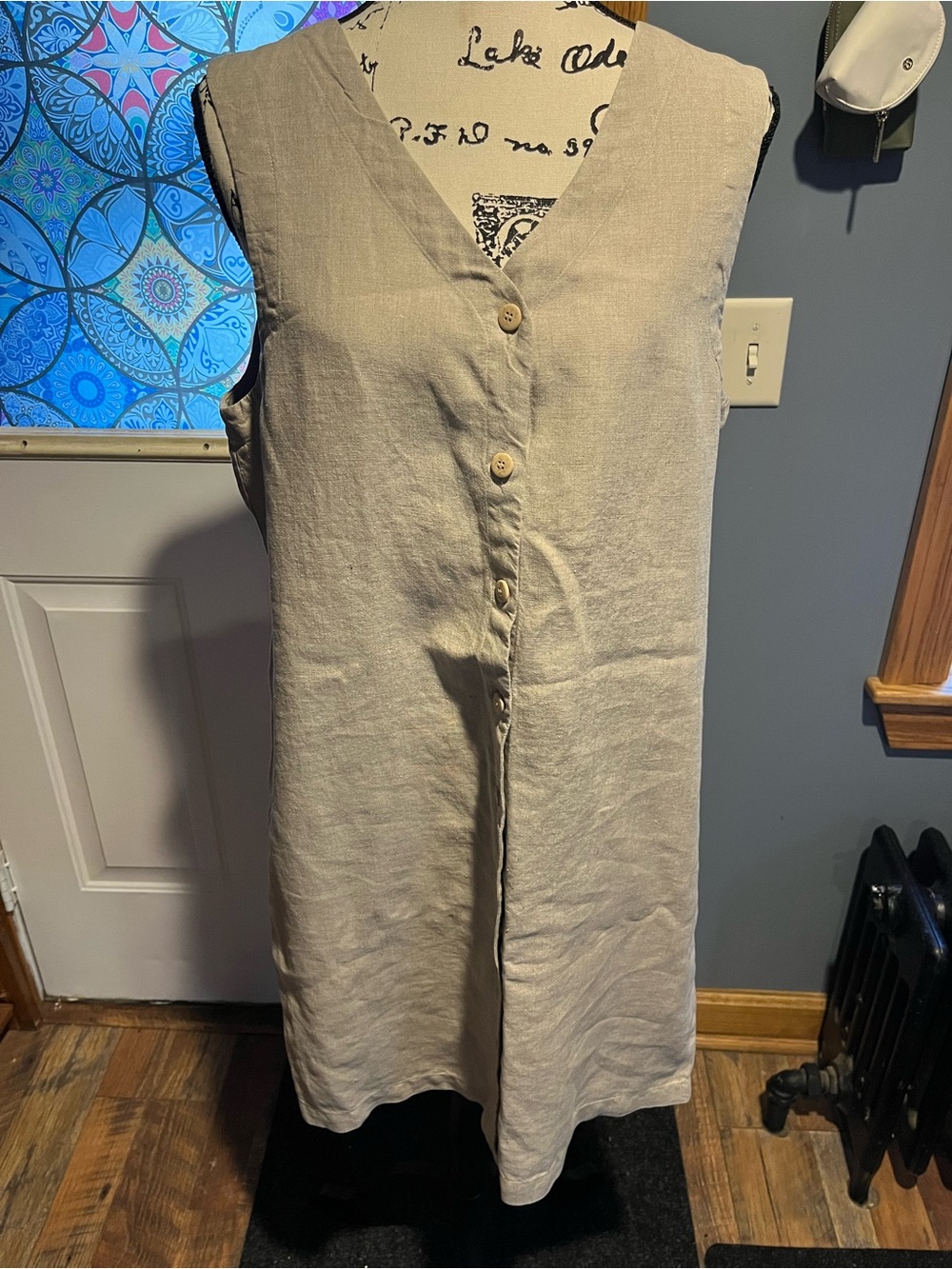 Rafaella Linen Button Up Sz 10 Dress Lagenlook Minimalist Capsule Wardrobe